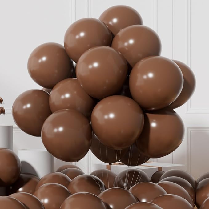 AULE 50Pcs Latex 12 Inch Coffee Brown Balloons | Helium Party Balloons Happy by AULE