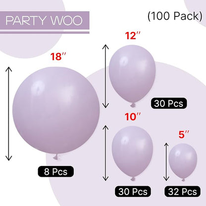 PartyWoo Dusty Purple Balloons 100pcs Lavender Lilac Boho Neutral Color | - Image 6