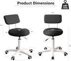 Ergonomic Esthetician Stool Chair with Back Support for Salon, Swivel Rolling Stool Height-Adjustable for Clinic Dentist Spa, Home Office, Drafting Work Task Chair