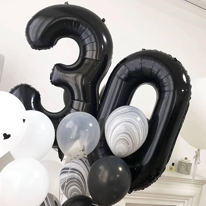 Black 30 Number Balloons Giant Jumbo Number 30 Foil Mylar Balloons - Image 5