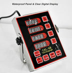 Commercial Kitchen Timer, 4-Channel Digital Timer for Cooking, Loud Alarm Volume +/-, Food Truck Restaurant Supplies, Heavy Duty Stainless Steel Large Timers with Waterproof Panel & Memory Function