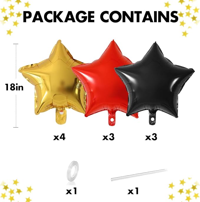 Red Black Star Balloons, 18 Inches Star Foil Balloons - Image 2