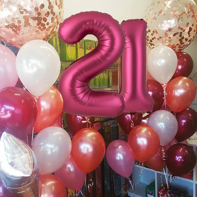Number 4 Balloons 40 Inch Wine Red Burgundy Foil Number Balloon 4 | Wine Red - Image 7