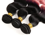 Ombre Bundles Human Hair 1Bpink Body Wave Bundle Brazilian Virgin Remy Hair 3 Bundles 26 28 30 Inch Double Weft 2 Tone Black and Pink Body Wave Bundle Hair Weave 300g