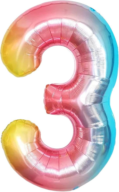 KatchOn Rainbow Number 3 Balloon 40 Inch | 3 Balloon Number by KatchOn
