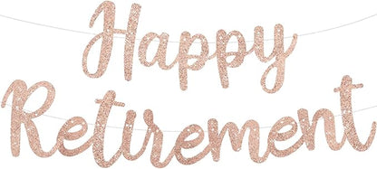 BEISHIDA Pre-Strung Rose Gold Happy Retirement Banner Party Decoration | Glitter by Beishida
