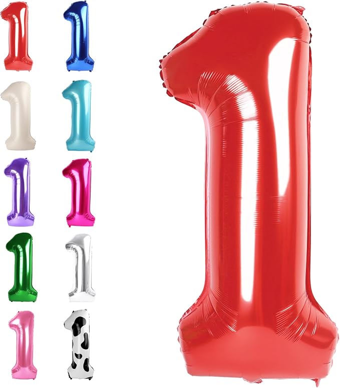 Red Number 1 Balloon 40 inch, Balloon numbers party supplies, deco photo shoot by Upgesy