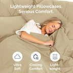 King Pillow Cases Set of 6 - Ultra Soft Hotel Quality Pillowcase Covers - Comfy & Wrinkle Free - Shrink, Stain and Fade Resistant - Easy-Care, Machine Washable Pillow Protectors - 6 Piece Set - Beige