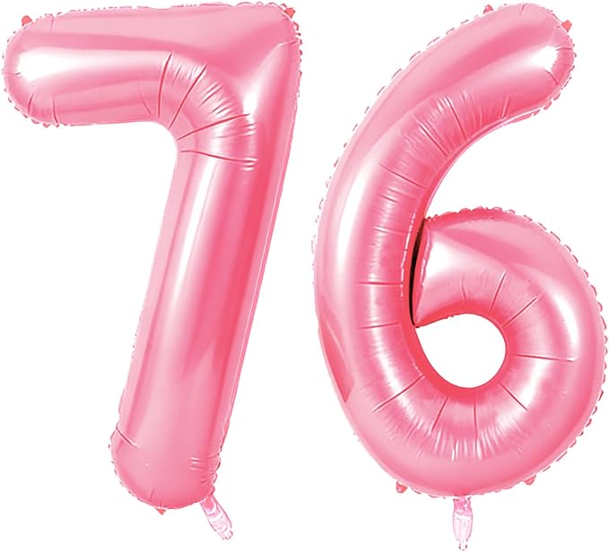 Number 76 Balloons for 76th Birthday Party Decorations, 0-100 Large No.76 by Joycard