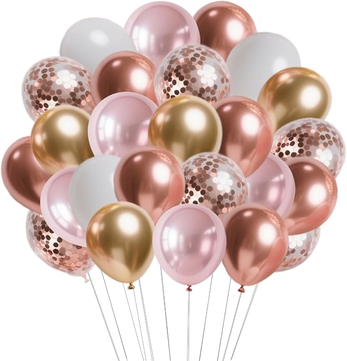 Rose Gold Balloons, 66 Pack 12 inch Metalic Confetti Party Balloons by Unknown