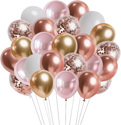 Rose Gold Balloons, 66 Pack 12 inch Metalic Confetti Party Balloons by Unknown