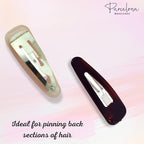 Parcelona French Mini Set of 4 Small Celluloid Acetate Snap Hair Clips No Slip Fashion Durable Styling Women Hair Accessories Girls Snap Hair Barrette, Made in France (Blush Pink-Shell Brown)
