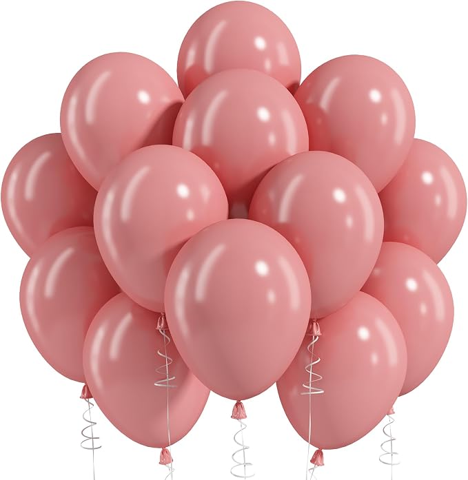 Dusty Pink Balloons, 12 Inch Boho Pink Latex Party Balloons by Jobkoo