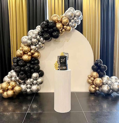 Black Gold and Silver Balloon Arch Garland Kit 153pcs - Image 5