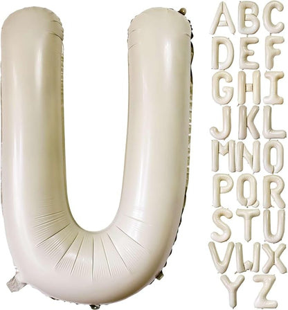 Cream White Letter U Balloons, 40 Inch Giant Letter Balloons U Foil Mylar by Lovoir