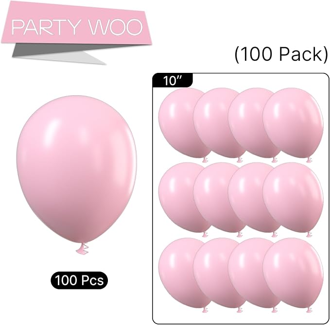 PartyWoo Light Pink Balloons 100 pcs 10 Inch Pastel Baby Pale Pink Latex Helium - Image 8