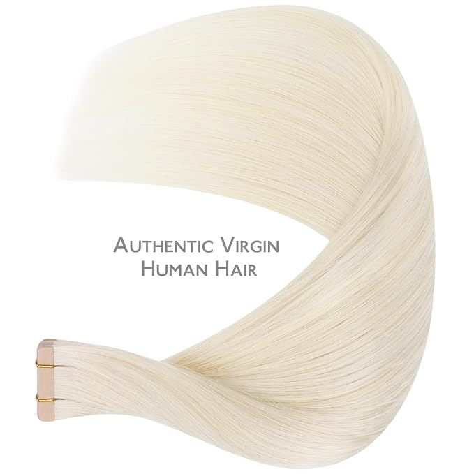 WENNALIFE Tape in Hair Extensions Human Hair, 20pcs 40g 12 inch White Blonde Remy Hair Extensions Straight Human Hair Tape in Extensions Skin Weft Tape Extensions Human Hair
