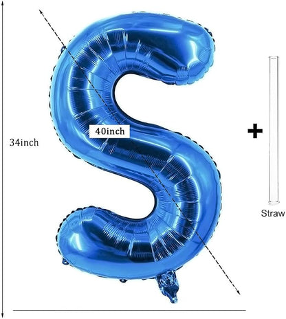 Letter Balloons 40 Inch Blue Giant Alphabet Balloons Letter S | Foil Mylar Big - Image 2