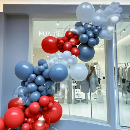 MEBAY Dusty Blue Gray Red Silver Balloon Arch Kit - Image 3