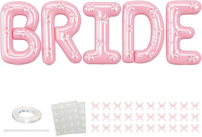 40 Inch BRIDE Balloons Engagement Party Decorations, Pearl Pink Bride Letter by Saxuxu