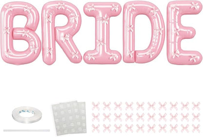 40 Inch BRIDE Balloons Engagement Party Decorations, Pearl Pink Bride Letter by Saxuxu