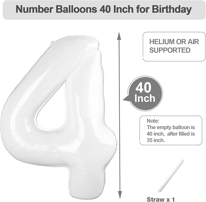 Number Balloons 40 Inch White 3 Balloon - Image 5