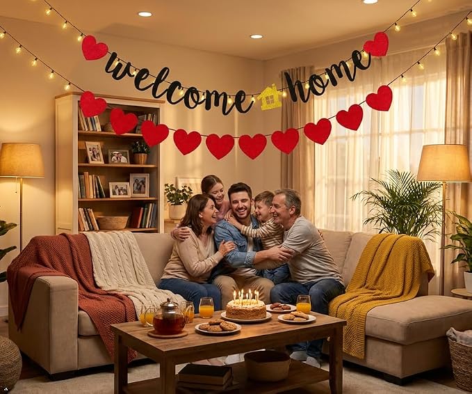 Welcome Home Banner with Heart, Welcome Home Sign, Homecoming Party Sign - Image 2