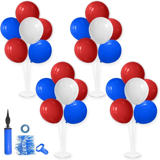 ZJDHPTY 4Set Red White and Blue Balloon Stand Patriotic Decorations | Balloon - Image 8