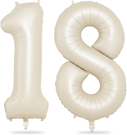 Biapian 40 Inch Cream Number 18 Balloon, 18th Birthday Balloons, Big Digital 18 by BIAPIAN