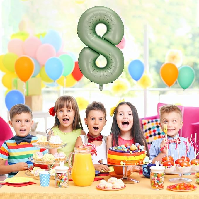 Number 8 Balloon, 40-Inch Sage Green Number Balloon | 40-inch foil balloon - Image 5