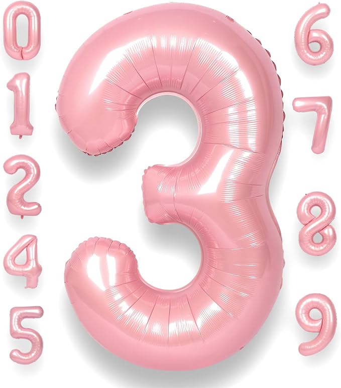 RainbowQ Pink 3 Balloon Number 40 Inch 0-40 Foil Large Balloons | Big Mylar 3 by RainbowQParty