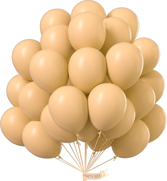 PartyWoo Nude Balloons 50pcs Apricot Fall Neutral Color 12 Inch | Balloons by PartyWoo