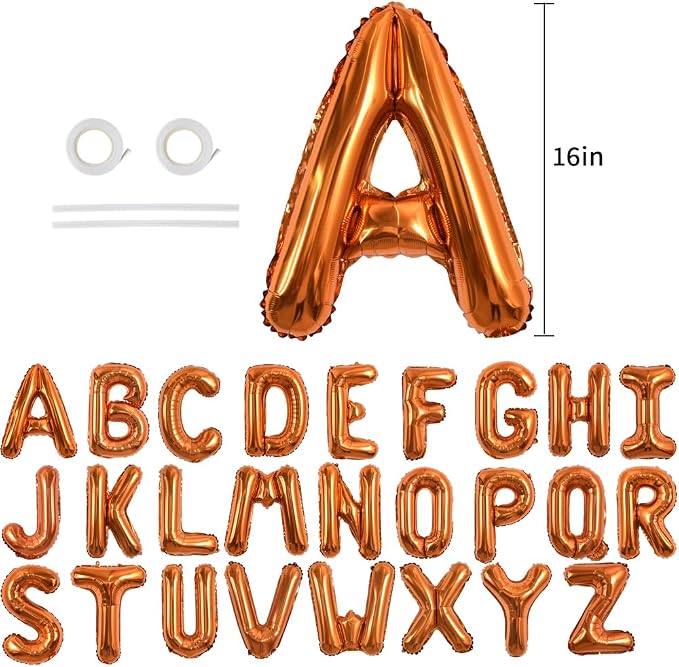 TONIFUL Orange Letter Balloons 2 Set 16 Inch A-Z Custom Alphabet Banner | 52 - Image 2