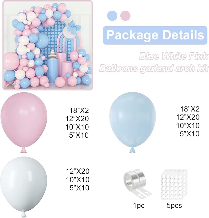 Pink and Blue Balloons Garland Kit, Baby Shower, Gender Reveal Party Decoration - Image 2