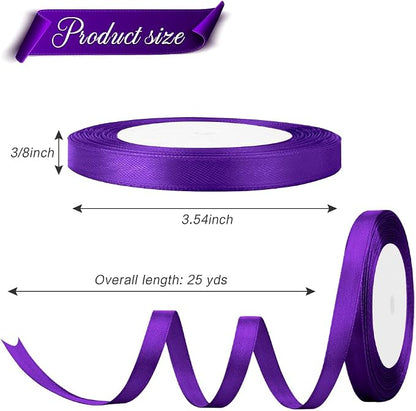 Purple Satin Ribbon 3/8 Inch 25 Yards Vintage Purple Ribbon Fabric Satin - Image 2