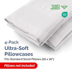 Standard Pillow Cases - 4 Pack - Super Soft Pillowcase Covers - Envelope Enclosure - Hotel Quality Pillow Protectors - Wrinkle Free, Fade & Stain Resistant - Machine Washable - 20" x 26" (French Grey)