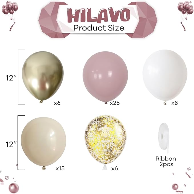 Dusty Pink and Gold Balloons Set - Image 2