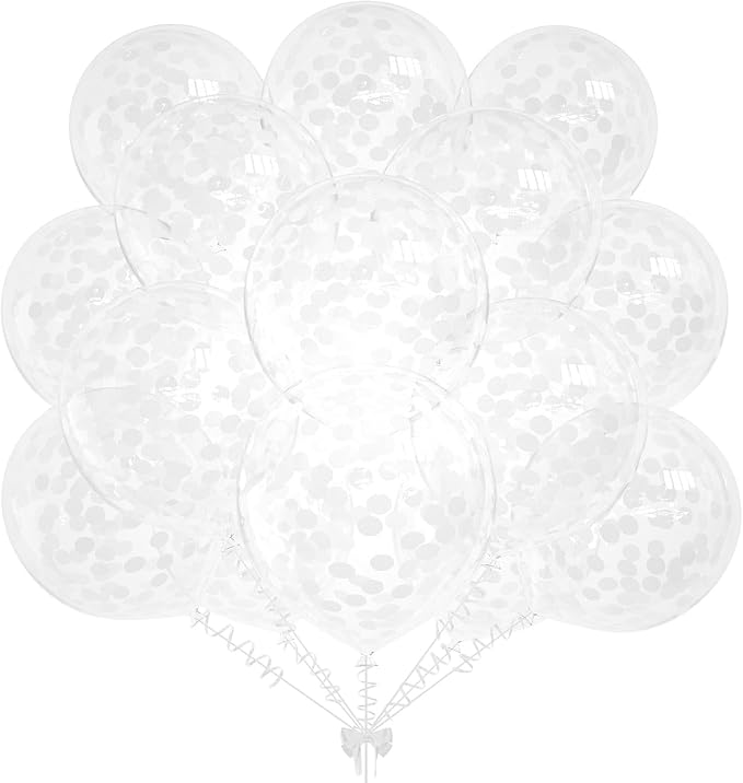 50pcs White Confetti Balloons, 12 inch Latex Balloon by KALOR