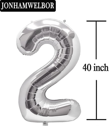 Jonhamwelbor 21 Number Balloons Silver Giant Jumbo Big Large Number 21 Foil - Image 2