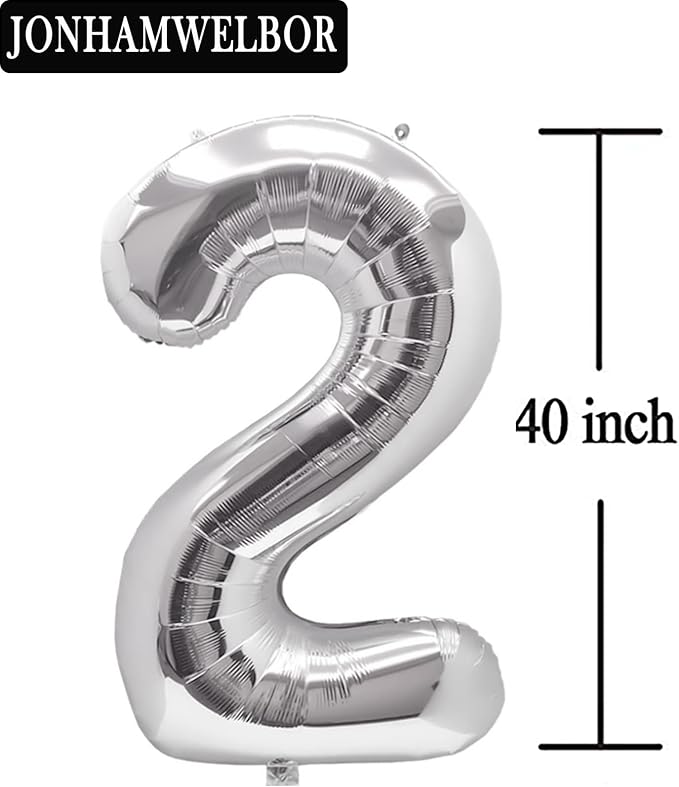 Jonhamwelbor 25 Number Balloons Silver Giant Jumbo Big Large Foil Mylar Number - Image 2