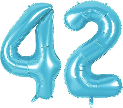 Number 42 Balloons for 42nd Birthday Party Decorations, 0-100 Large No.42 by Joycard