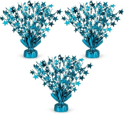 PMU 3 Pack Bursting Star Metallic Foil Spray Centerpiece- Turquoise Balloon by PMU