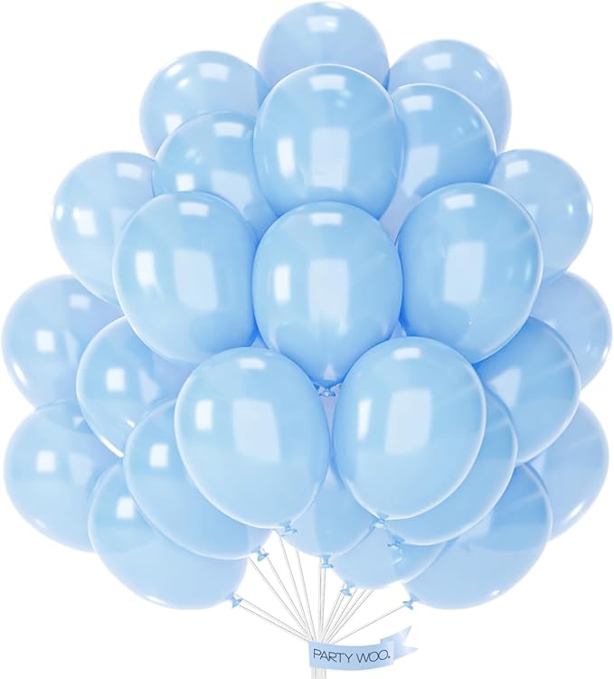 PartyWoo Pearl Light Blue Balloons 50pcs Baby Pastel Blue Color | 12 Inch by PartyWoo