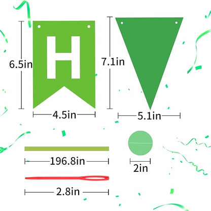 Green Happy Birthday Banner, Happy Birthday Decorations Hanging Birthday Sign - Image 3
