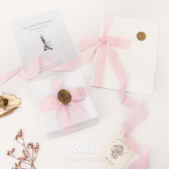 Ribbli Pale Blush Ribbon 1 Inch x 3 Rolls Total 24 Yards Light Pink Handmade - Image 3
