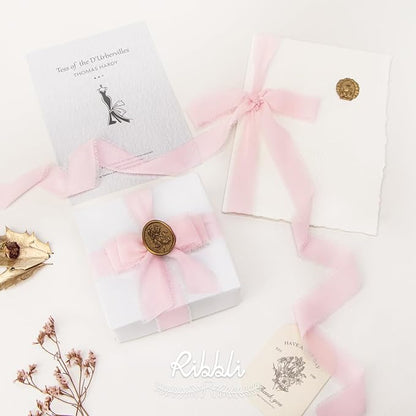 Ribbli Pale Blush Ribbon 1 Inch x 3 Rolls Total 24 Yards Light Pink Handmade - Image 3