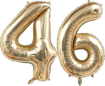 Light Gold Number 46 Foil Balloons 40 Inch White Gold 46 Mylar Balloon | 46th by ANGEL+Q+HOUSE