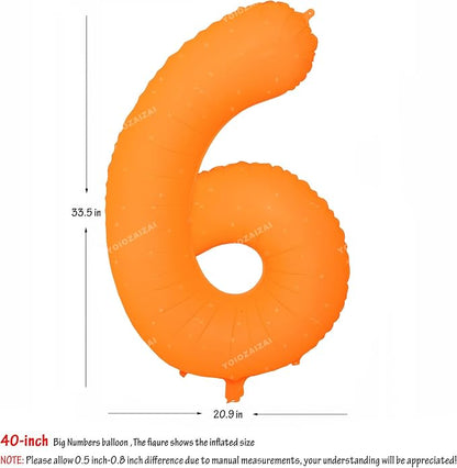 40 IN Orange Birthday Number 6 Balloon Fluorescent Orange Foil Balloon | - Image 2