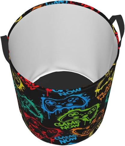 Colorful Silhouettes Game Joystick Laundry Hamper Bag - Image 2