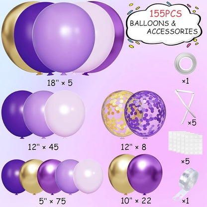MEBAY Purple and Gold Balloons Arch Kit - Image 2